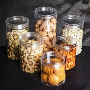 4 oz 8 oz 12 oz 16oz 32 oz clear Plastic Food Canister Set 4 oz 8 oz 12 oz 16oz 32 oz clear Plastic Food Canister Set